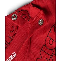 Babyhug Disney Single Jersey Knit Full Sleeves Night Suit With Mickey Mouse Family Print - Red