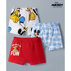 Babyhug Disney Single Jersey Knit Trunks With Mickey Mouse Graphics Pack of 3 - Multicolor