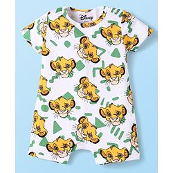 Babyhug 100% Cotton Knit Half Sleeves Romper With Simba Graphic Pack Of 3 - Navy Blue & White