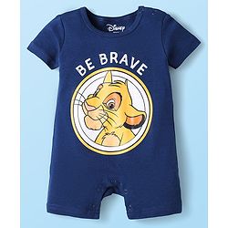 Babyhug 100% Cotton Knit Half Sleeves Romper With Simba Graphic Pack Of 3 - Navy Blue & White