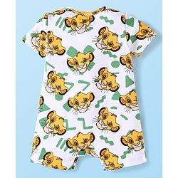 Babyhug 100% Cotton Knit Half Sleeves Romper With Simba Graphic Pack Of 3 - Navy Blue & White