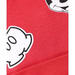 Babyhug Disney Interlock Knit Cap Mittens & Booties Set With Mickey Mouse Print - Red
