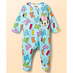 Babyhug Disney 100% Cotton Knit Full Sleeves Sleepsuits With Minnie Mouse Family Graphics Pack Of 2-Multicolor