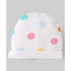 Babyhug Disney Interlock Knit Caps Mittens & Booties Set With Minnie Mouse Family Print White - Diameter 15 cm