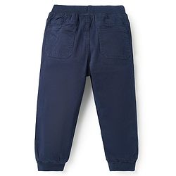Babyhug Twill Woven Full Length Solid Coloured Trousers With Stretch - Navy Blue