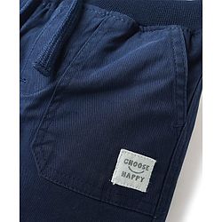 Babyhug Twill Woven Full Length Solid Coloured Trousers With Stretch - Navy Blue