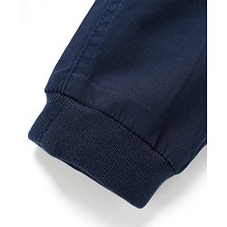 Babyhug Twill Woven Full Length Solid Coloured Trousers With Stretch - Navy Blue