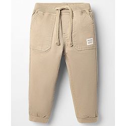 Babyhug Twill Woven Full Length Solid Coloured Trousers With Stretch - Navy Blue
