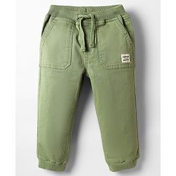 Babyhug Twill Woven Full Length Solid Coloured Trousers With Stretch - Navy Blue