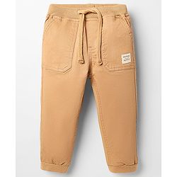 Babyhug Twill Woven Full Length Solid Coloured Trousers With Stretch - Navy Blue