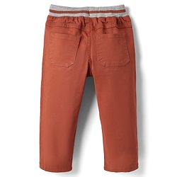Babyhug Twill Woven Full Length Solid Coloured Trousers With Stretch - Rust Orange