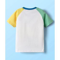 Babyhug Cotton Knit Half Raglan Sleeves T-Shirt with Text Print - White