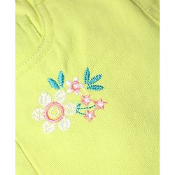 Babyhug Twill Woven Mid Thigh Floral Embroidery Shorts With Belt & Stretch - Lime Green