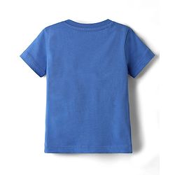 Babyhug Cotton Knit Half Sleeves T-Shirt with Tiger Print - Blue