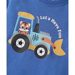 Babyhug Cotton Knit Half Sleeves T-Shirt with Tiger Print - Blue