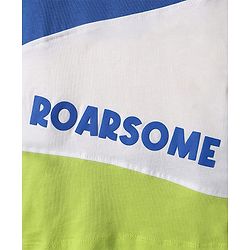 Babyhug Cotton Knit Half Sleeves Cut & Sew T-Shirt with Text Print - Blue White & Light Green