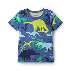 Babyhug Cotton Knit Half Sleeves T-Shirt with Dino Print - Navy Blue