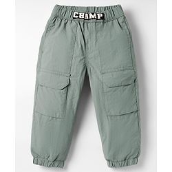 Babyhug Woven Full Length Solid Colour Parachute Pant - Smoke Green