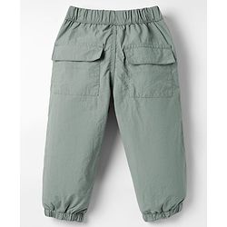 Babyhug Woven Full Length Solid Colour Parachute Pant - Smoke Green