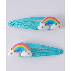 Babyhug Snap Hair Clips with Butterfly Floral & Heart Applique Pack of 12 - Light Blue Pink & Yellow