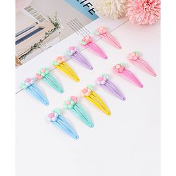 Babyhug Snap Clips with Floral Applique Pack of 6 - Multicolor