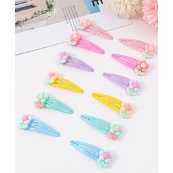 Babyhug Snap Clips with Floral Applique Pack of 6 - Multicolor