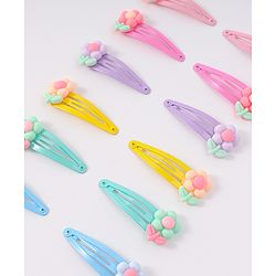 Babyhug Snap Clips with Floral Applique Pack of 6 - Multicolor