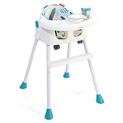 Babyhug 4 in 1 Convertible High Chair with Adjustable Height & Comfortable Seat - White