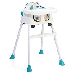Babyhug 4 in 1 Convertible High Chair with Adjustable Height & Comfortable Seat - White