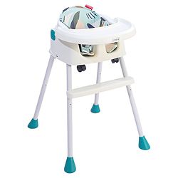Babyhug 4 in 1 Convertible High Chair with Adjustable Height & Comfortable Seat - White