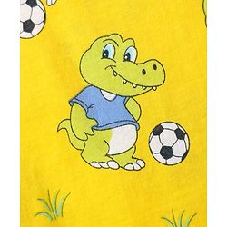 Babyhug 100% Cotton Single Jersey Knit Sleeveless Sando & Shorts Set with Dino Print - Yellow & Blue