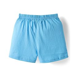 Babyhug 100% Cotton Single Jersey Knit Sleeveless Sando & Shorts Set With Sea Theme Print - White & Light Blue