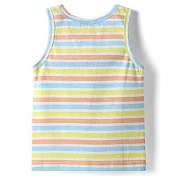 Babyhug 100% Cotton Single Jersey Knit Sleeveless Sando & Shorts Set With Stripes - Light Green