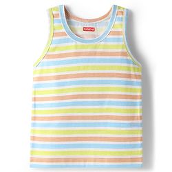 Babyhug 100% Cotton Single Jersey Knit Sleeveless Sando & Shorts Set With Stripes - Light Green
