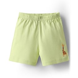 Babyhug 100% Cotton Single Jersey Knit Sleeveless Sando & Shorts Set With Animal Print - White & Light Green