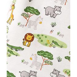 Babyhug 100% Cotton Single Jersey Knit Sleeveless Sando & Shorts Set With Animal Print - White & Light Green