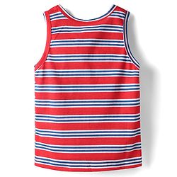 Babyhug 100% Cotton Single Jersey Knit Sleeveless Sando & Shorts Set With Stripes - Red & Navy Blue