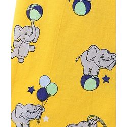 Babyhug 100% Cotton Single Jersey Knit Sando & Shorts Set With Elephant Print - Yellow & Navy Blue