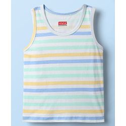 Babyhug 100% Cotton Single Jersey Knit Sleeveless Sando & Shorts Set - White & Yellow