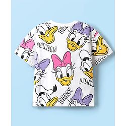 Babyhug Disney Single Jersey Knit Half Sleeves Oversized Drop Shoulder Half Sleeves T-Shirt & Shorts With Daisy Duck Graphic - Purple