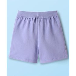 Babyhug Disney Single Jersey Knit Half Sleeves Oversized Drop Shoulder Half Sleeves T-Shirt & Shorts With Daisy Duck Graphic - Purple