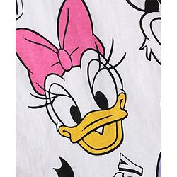 Babyhug Disney Single Jersey Knit Half Sleeves Oversized Drop Shoulder Half Sleeves T-Shirt & Shorts With Daisy Duck Graphic - Purple
