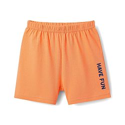 Babyhug 100% Cotton Single Jersey Knit Sleeveless Sando & Shorts Set With Stripes - Orange & Light Blue