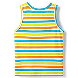 Babyhug 100% Cotton Single Jersey Knit Sleeveless Sando & Shorts Set With Stripes - Blue & Lime