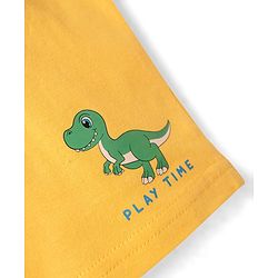 Babyhug 100% Cotton Single Jersey Knit Sleeveless Sando & Shorts Set With Dino Print - Yellow & White