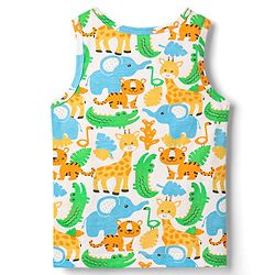 Babyhug 100% Cotton Single Jersey Knit Sleeveless Sando & Shorts Set With Animal Print - White & Light Blue