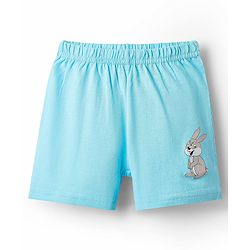 Babyhug 100% Cotton Single Jersey Knit Sleeveless Sando & Shorts Set With Animal Print - White & Light Blue