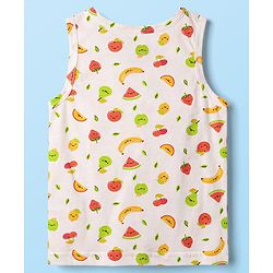 Babyhug 100% Cotton Single Jersey Knit Sleeveless Sando & Shorts Set With Tropical Theme - Yellow & White