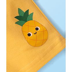 Babyhug 100% Cotton Single Jersey Knit Sleeveless Sando & Shorts Set With Tropical Theme - Yellow & White