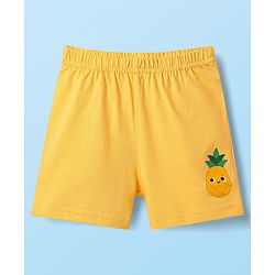 Babyhug 100% Cotton Single Jersey Knit Sleeveless Sando & Shorts Set With Tropical Theme - Yellow & White
